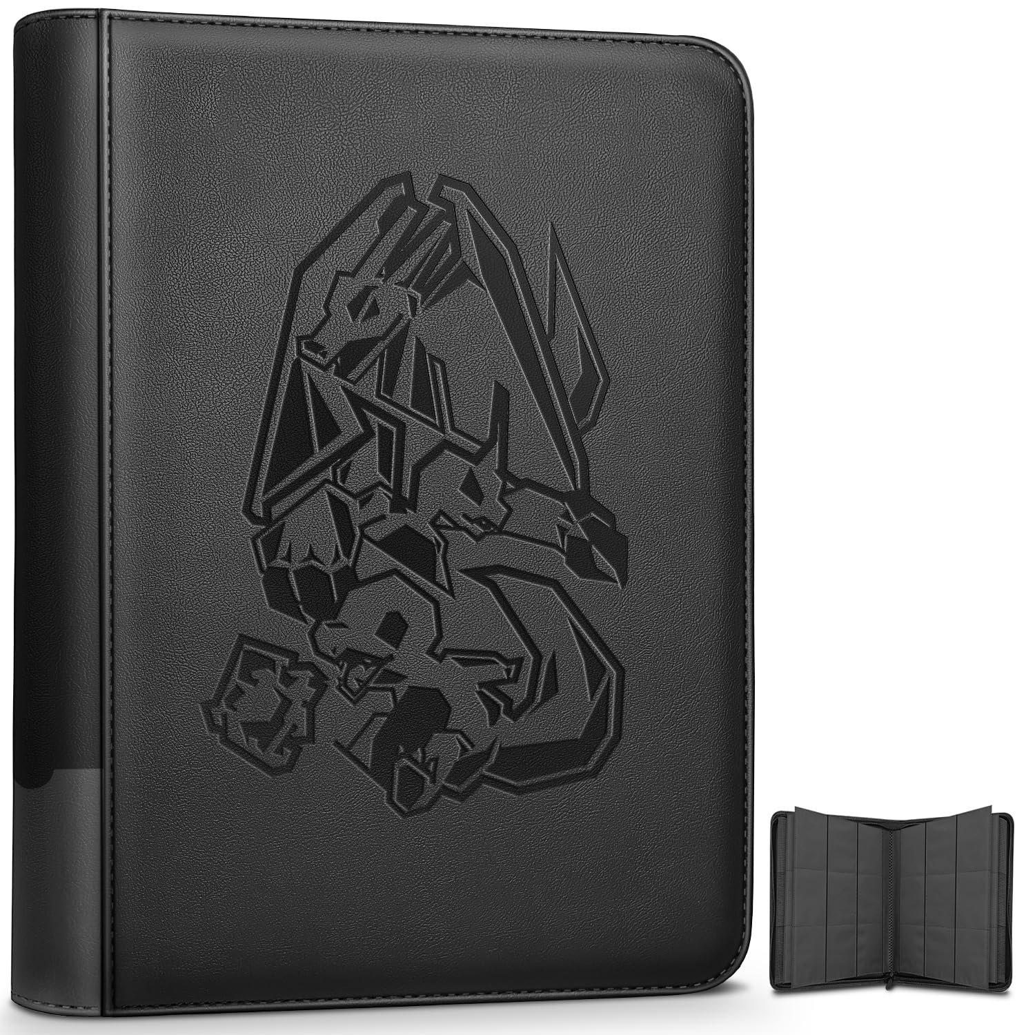 Douper Card Binder for Pokemon Cards, 9 Pocket 360 Trading Cards Games Collection Holder Book Folder with Customizable Label Slot and Side-Loading Sleeves (Black)