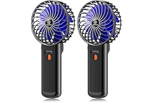 JZCREATER 2Pack Mini Handheld Fan,Portable Hand Held Fan, 15H Cooling Fan, Quiet 4 Speed, USB Rechargeable Battery Operated Desk Fan, Small Electric Fan for Travel Outdoor Home Office Makeup, Black 02
