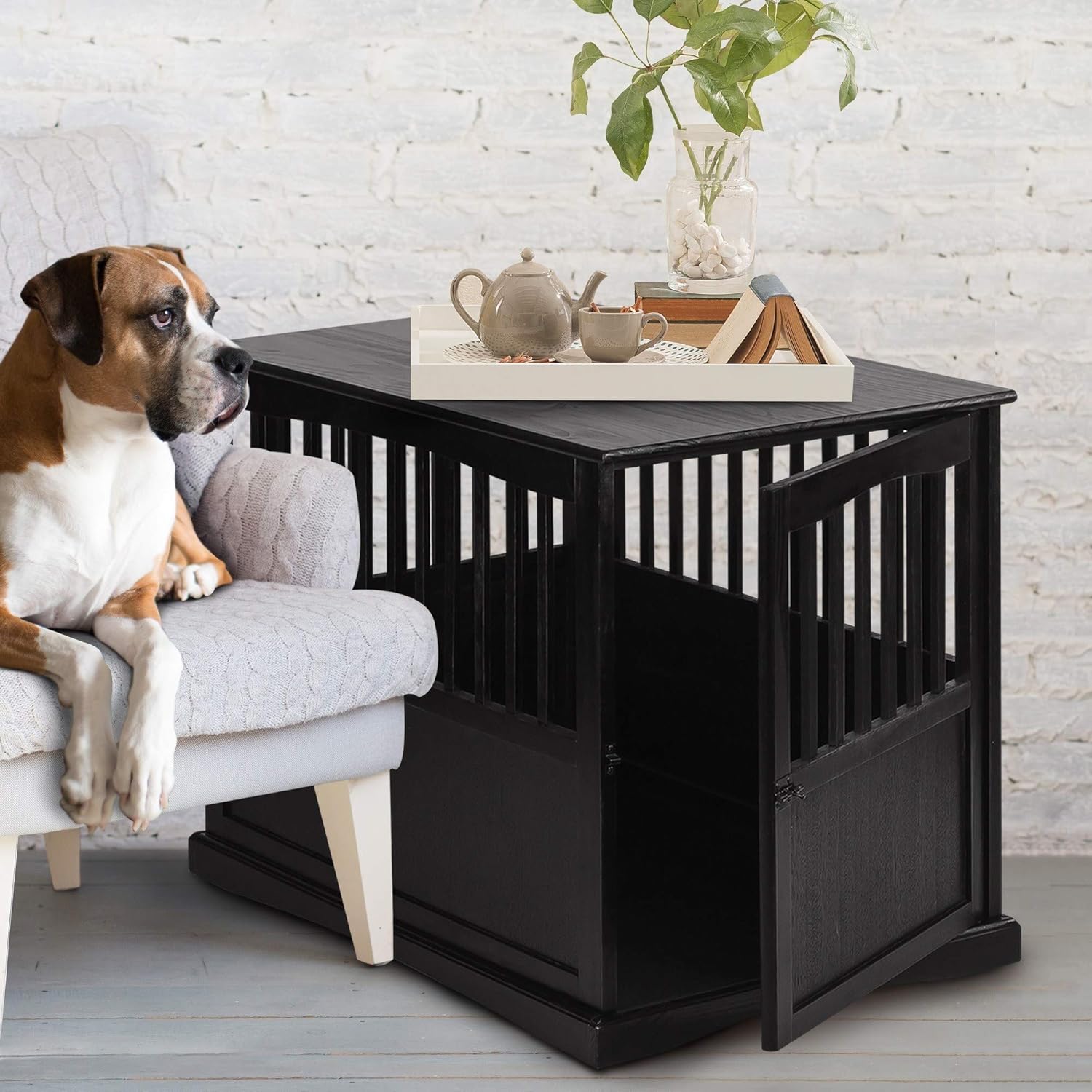 Amazon Com Black 36 Dog Crate Large Table Kennel Decorative Wood