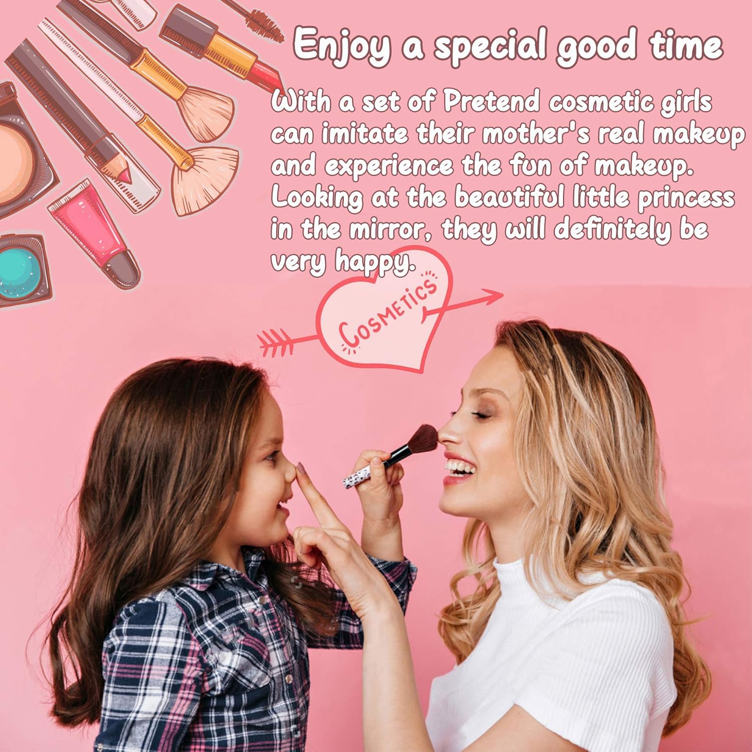 Senrokes Pretend Makeup Kids Cosmetic Toy Play Makeup Kit for Toddlers, Non Toxic Toy Face Makeup Beauty Set Birthday Gift for 3 4 5 6 7 8 9 10 Year Old Girls Fit Role Play Game, Princess Dress up.: Toys & Games