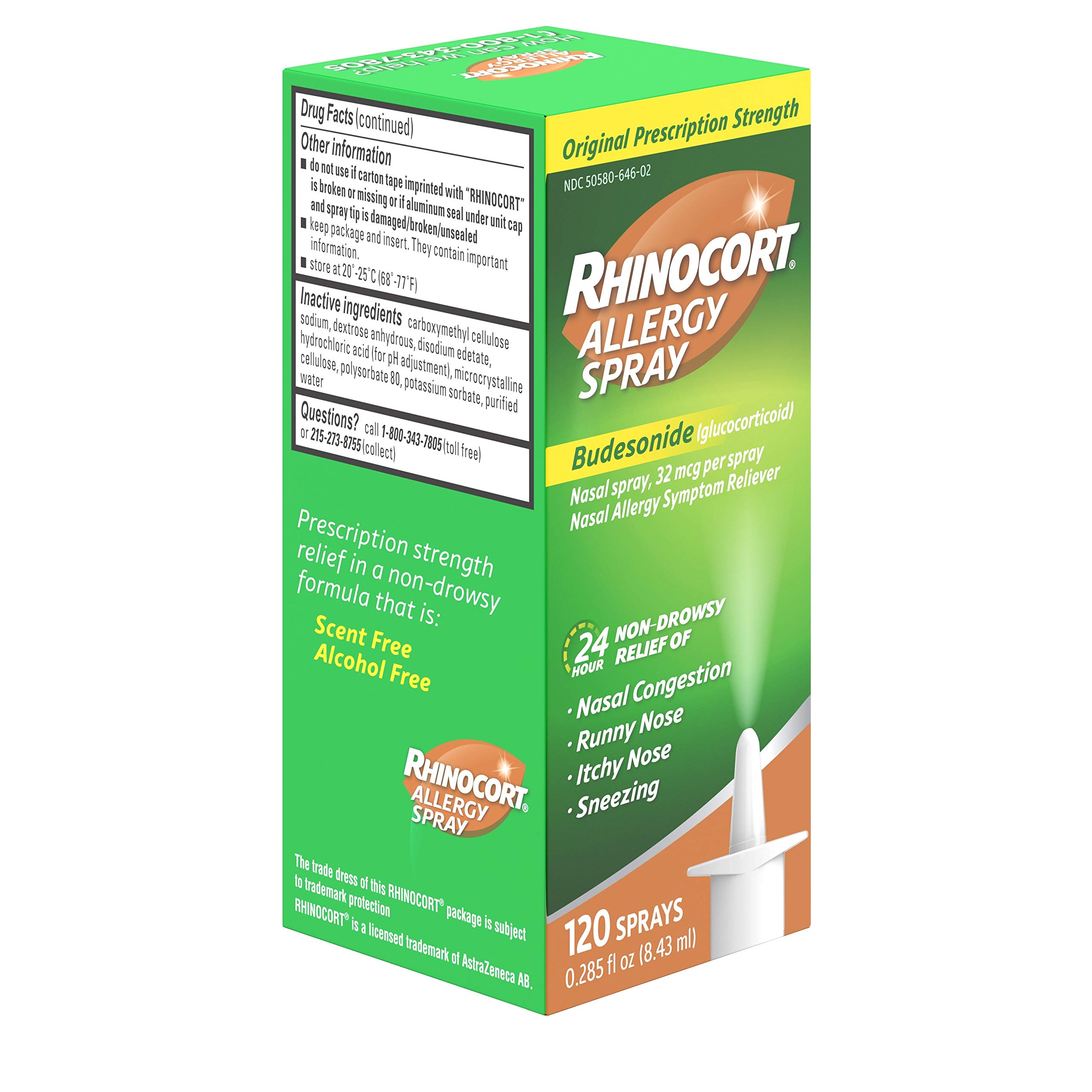 Rhinocort Allergy Nasal Spray with Budesonide Allergy Medicine, Non