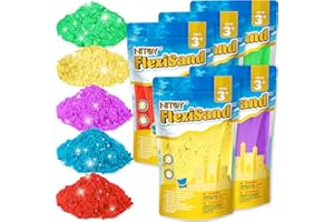NiToy FlexiSand Value Pack 11lbs of 5 Colored Moldable Self-Sticking Sand,Never Dries Out - Fun for Kids Bulk Refill for Sensory Sand Box Toys,Ideal for Shaping,Squeezing,Scooping,Rolling and Molding