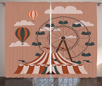 Amazon Com Ambesonne Circus Decor Curtains Ferris Wheel