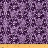 Feelyou Adults Purple Vintage Damask Floral Fabric by The Yard Antique Drawing Classical Paisley Decorative Waterproof 1 Yard Gothic Bohemia Boho Floral Upholstery Fabric for Chairs Hotel Style