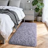 Aspire Homeware Grey Area Rug 60x110cm Fluffy Shag Runner Non Slip