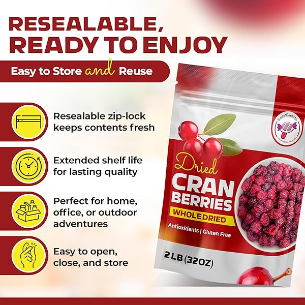 SWEETBLISSMIX DRIED CRANBERRIES – SOFT, MOIST & SWEETENED SLICED CRANBERRIES DRIED FRUIT IN RESEALABLE BAG – SWEET AND HEALTHY SNACK FOR SALADS, COOKING, FRUIT SNACKS, BAKING AND TOPPING (2 POUNDS)