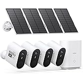 aosu 3K/5MP Security Cameras Outdoor Wireless Home Surveillance System, Solar Powered, 166° Ultra-Wide-Angle, Color Night Vision, Spotlight & Siren, Motion Alert, Easy Setup, No Monthly Fee, 4-Cam-Kit