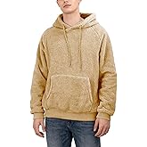 CHICASIMIR Mens Fuzzy Sherpa Hoodie Sweatshirts Fleece Front Pocket Pullover Fall Outwear Winter Hooded