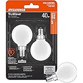 Sylvania LED TruWave Natural Series Décor Globe G 16.5 Light Bulb, 40W Equivalent, 4.5 Efficient, Candelabra Base, Dimmable, 