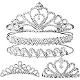 Teenitor Crown,Tiara Crown, Princess Crown Headband, 5pcs Tiaras for Women, Crowns for Women, Silver Tiara for Little Girls Rhinestone Headbands for Women Wedding Headband Crowns Party Silver Crown