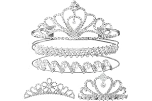 Teenitor Crown,Tiara Crown, Princess Crown Headband, 5pcs Tiaras for Women, Crowns for Women, Silver Tiara for Little Girls Rhinestone Headbands for Women Wedding Headband Crowns Party Silver Crown