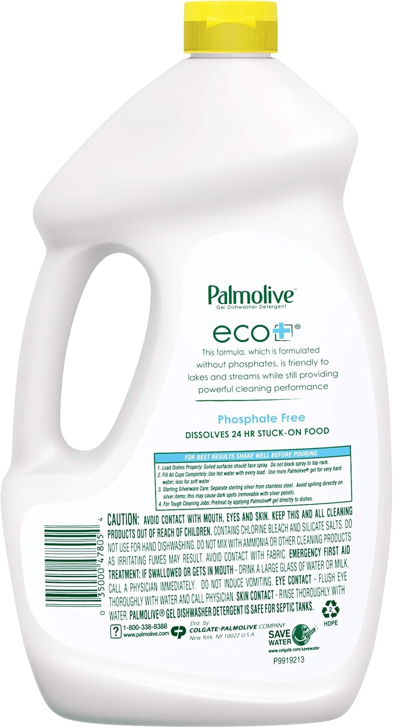 Palmolive Eco Dishwasher Detergent Gel, Lemon Splash - 45 ounce (3 Pack): Health & Personal Care