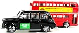 TB Diecast London Bus and Taxi Set Souvenir Moving Wheel Action view 2