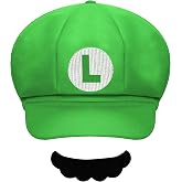VIEKIER Red and Green Hat Baseball Cap with Beard Button Glove Brooch Nose for Halloween Cosplay