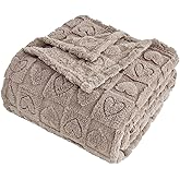 FY FIBER HOUSE Throw Blankets with Heart Checkered,Soft Warm Blankets for Lover Mom Father Gifts,Washable Lightweight Fuzzy Blanket for Couch Sofa Bed Office All Season(Camel,50"x60")