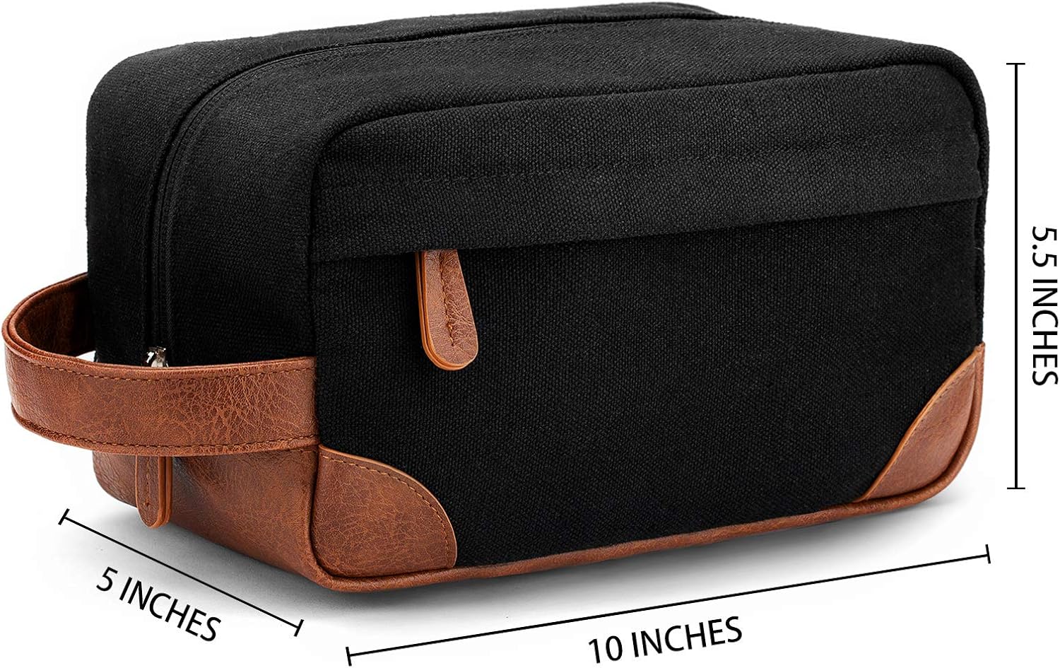 Vorspack Toiletry Bag Hanging Dopp Kit for Men Water Resistant Canvas Shaving Bag with Large Capacity for Travel- Black
