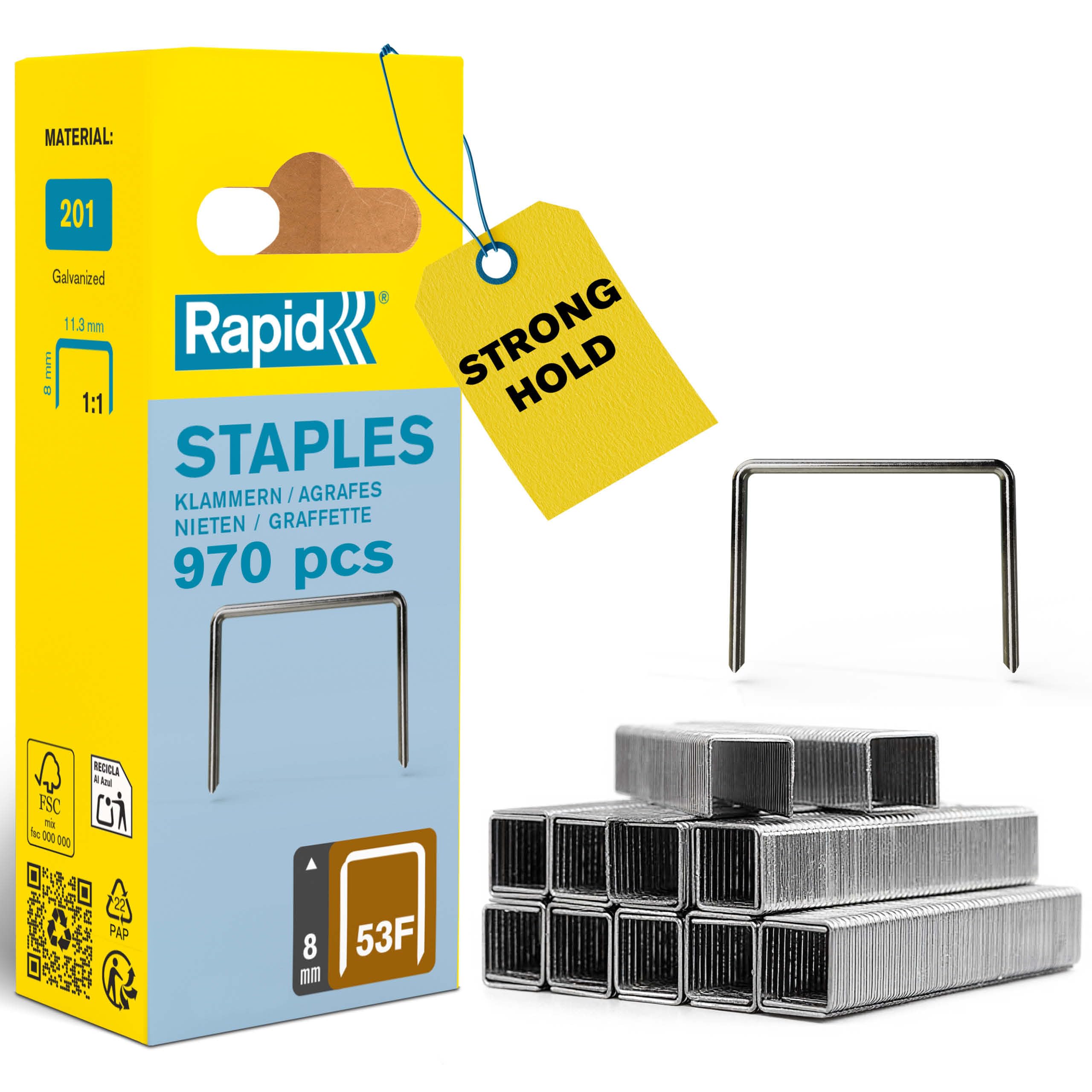 Rapid High Performance No.53F Staples, Leg Length: 8 mm, 5000556 - 970 Pieces