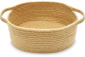 ABenkle Small Basket with Handles - Decorative Durable Rope Woven Storage Bin Shelf Storage Organizer Cube, Easter Baby Gift Basket, 12"x8"x5"