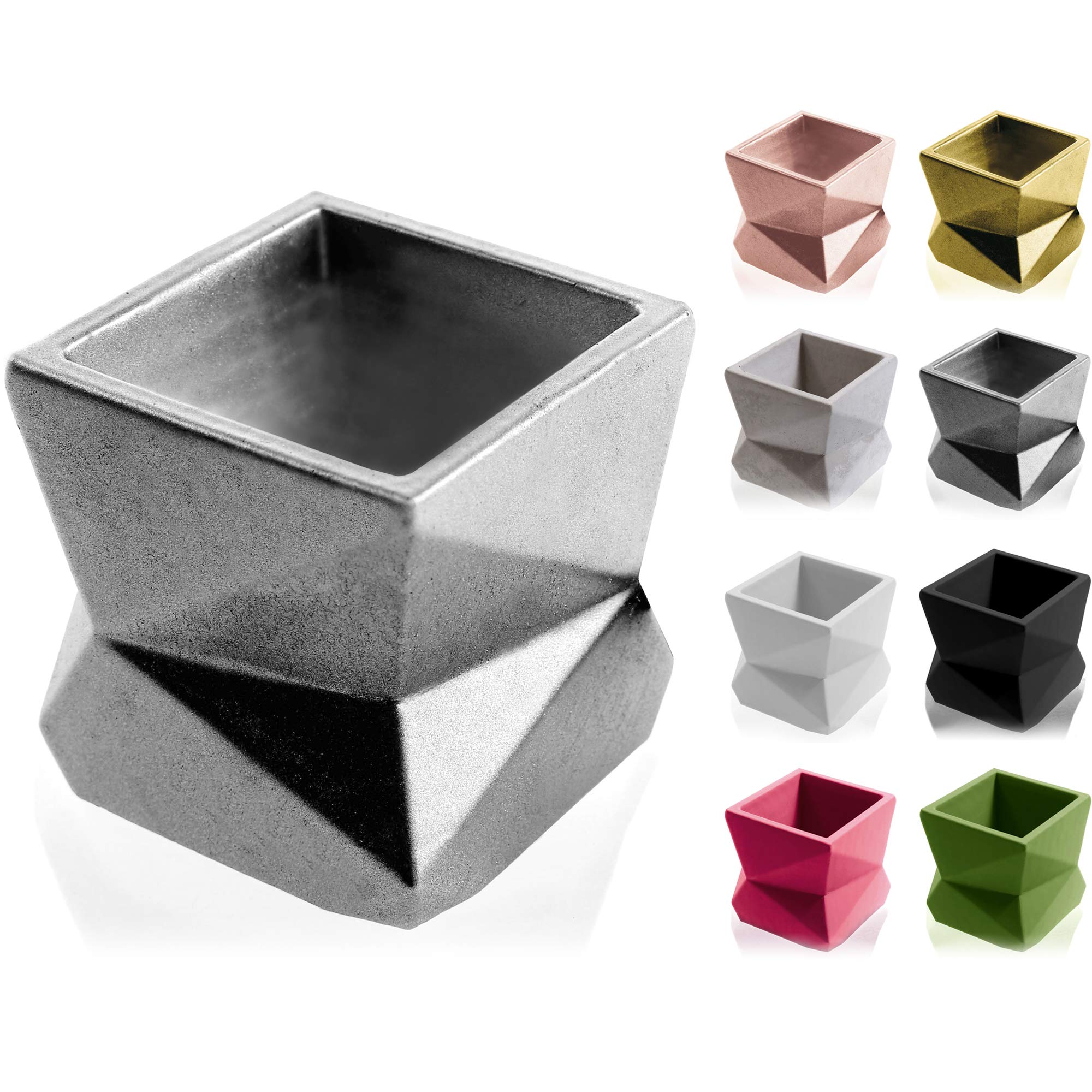 CONCRETTE Flower Pot, Silver, 9x9x9 cm