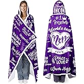 SmoothNovelty Best Mom Ever Hooded Wearable Blanket Hoodie Double Sided Fleece Valentines Mama Mother Wife Gifts from Husband(Purple)
