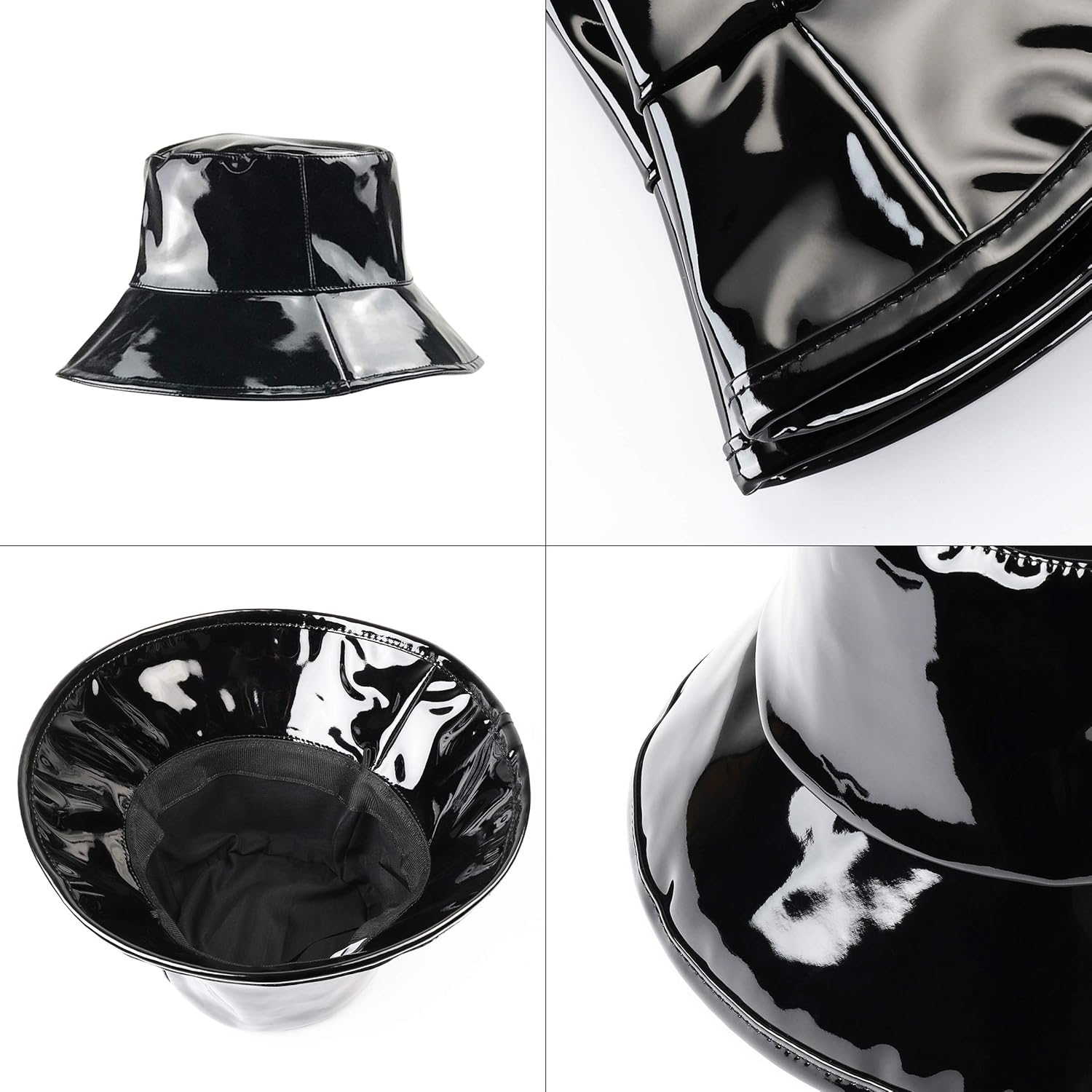Women's Rain Hats Waterproof Rain Hat Wide Brim Bucket Hat Rain Cap Foldable and Portable, Easy to Carry (Black) at  Women’s Clothing store