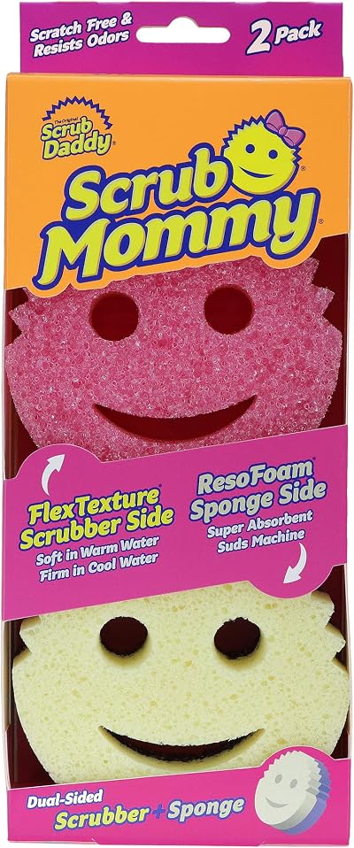 Scrub Daddy Scrub Mommy Sponges Pink Twin Pack Non Scratch Dual Sided Scrubbers