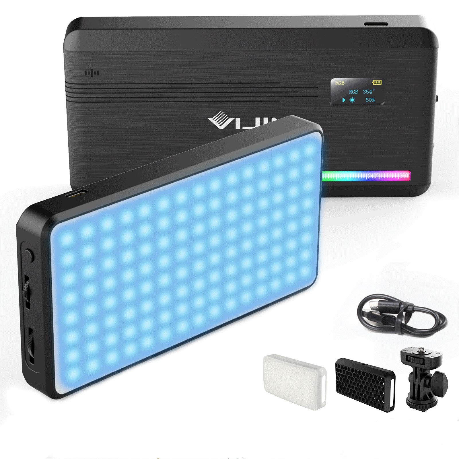 RGB Video Light, Built-in Rechargeable Battery VIJIM VL 196 LED Camera Lamp, Dimmable 2500K-9000K Full Color 20 Lighting Effect Modes LED Video Lamp