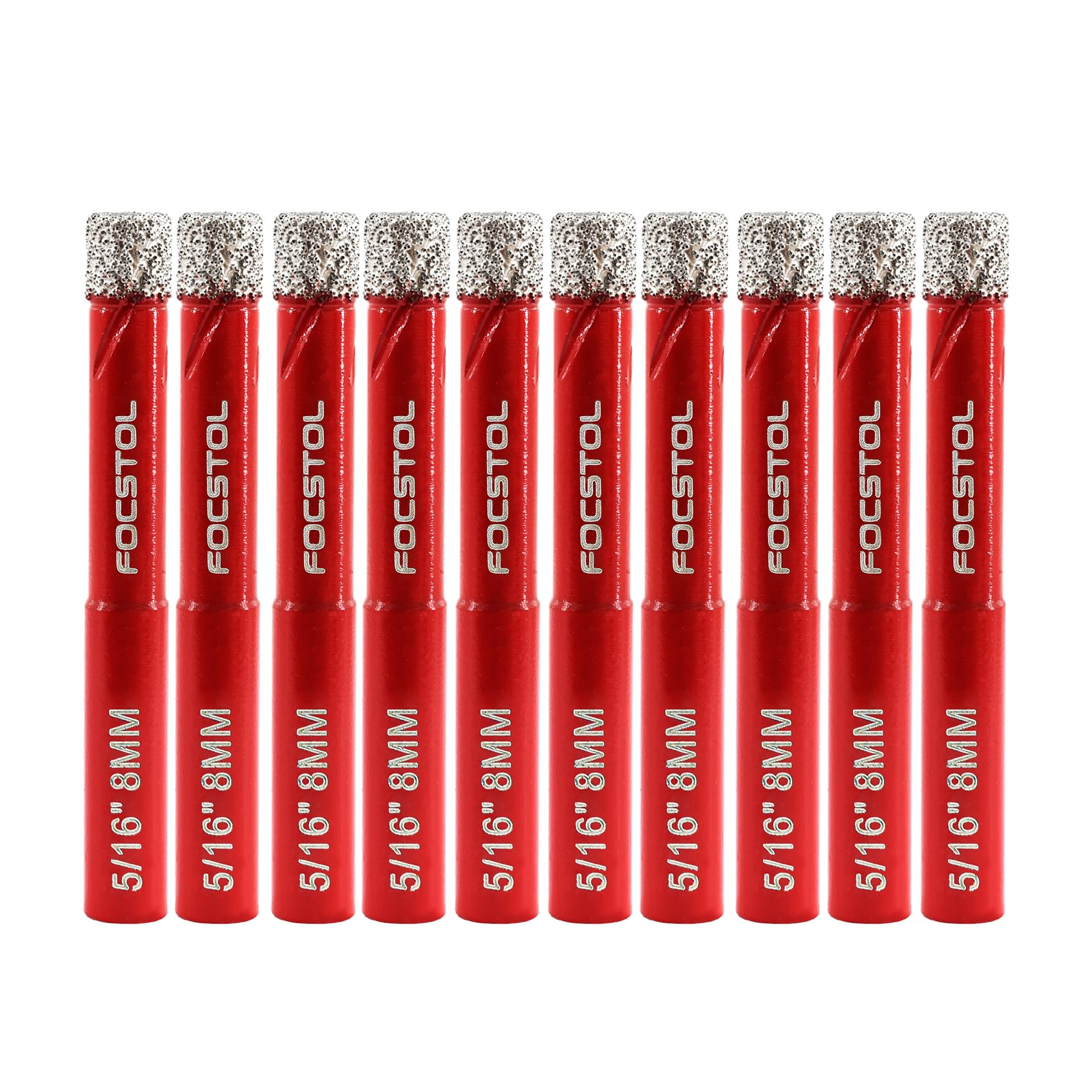 Dry Diamond Drill Bits Set - FOCSTOL 10pcs 8mm Diamond Holw Saw Kit with Round Shank for Ceramic Porcelain Tile Marble Granite — image 1