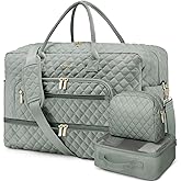 Large Women Travel Duffle Bag, Weekender Bags for Women with Shoe Compartment, Carry on Overnight Bag with Toiletry Bag, Gym Duffel Bag with Wet Pocket, Hospital Bags for Labor and Delivery 3 PCS Set