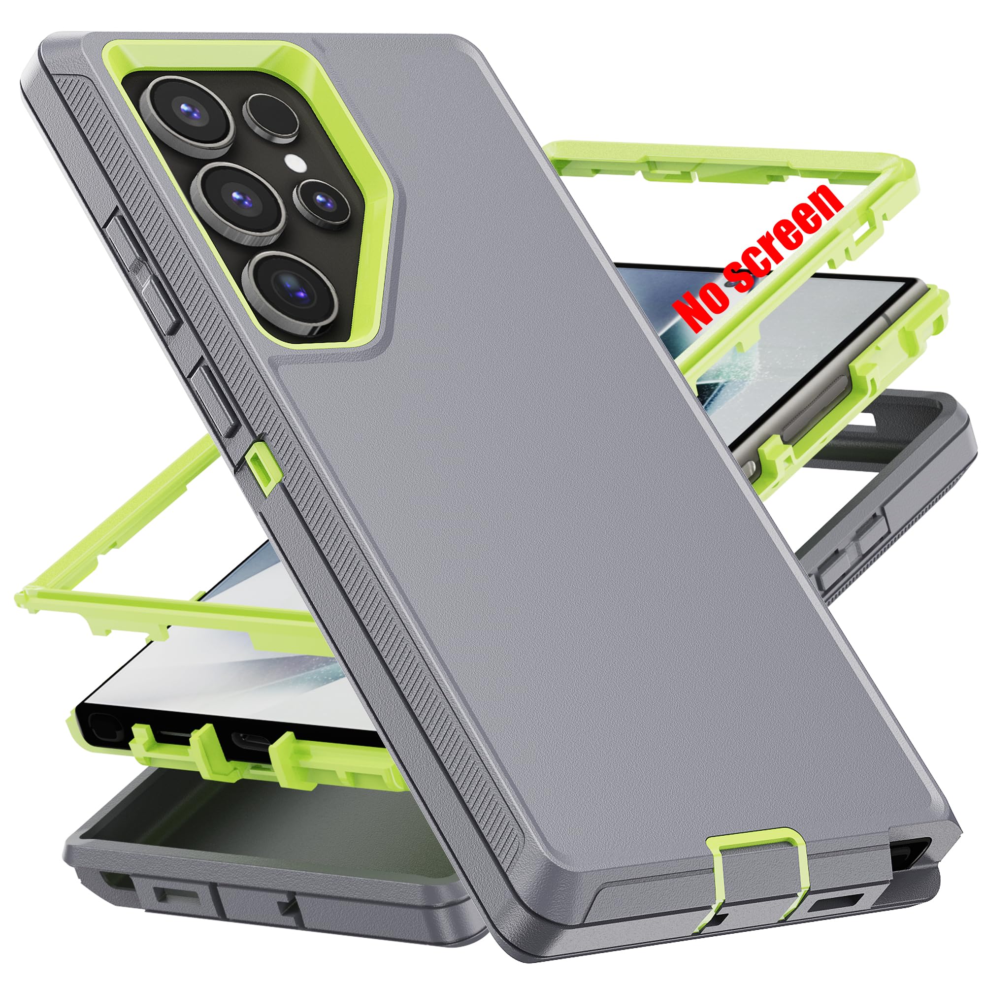 Photo 1 of AYMECL for S24 Ultra Case,Galaxy S24 Ultra Case [Military Grade] 3 in 1 Full Body Shockproof Dust/Drop Proof Heavy Duty Protection Cover,for Samsung Galaxy S24 Ultra 6.8 Inch,Green+Grey