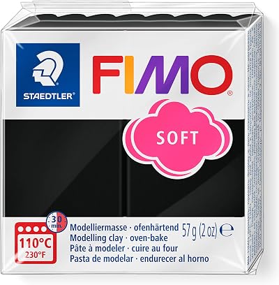 Staedtler 8020-9 Fimo Soft Oven-Hardening Clay Black 57g Block