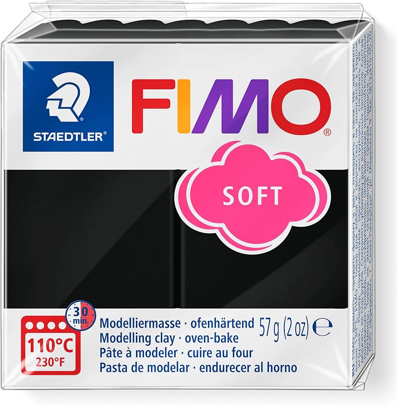 Staedtler 8020-9 Fimo Soft Oven-Hardening Clay Black 57g Block