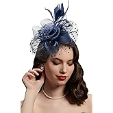 Cizoe Fascinators Hat for Women Tea Party Headband Kentucky Derby Wedding Flower Cocktail Mesh Feathers Hair Clip