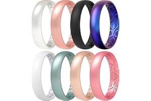 ThunderFit Women Breathable Eternity Pattern Silicone Wedding Rings Anniversary Bands 4mm Wide 1.5mm Thick - 1/2/3/4/5/6/7/8/9/10/12 Variety Multipack