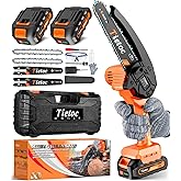 Tietoc Mini Chainsaw 6 Inch Cordless, Portable Electric Chain Saw Small Handheld Battery Powered Super Saws, Gifts for Men Women, Birthday Gift for Dad Fathers Husband Him Her Mom Mothers Grandparent