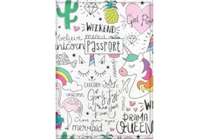 Quttie Passport Cover for Kids, Women and Men, Cute Travel Passport Holder (Ladies Unicorn Pattern)