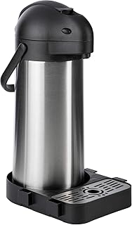 ONVAYA® Airpot Pumpkanne | Isolierkanne | Thermoskanne | Getränkespender | Edelstahl mattiert | Kaffeekanne | Doppelwandig (3 Liter + Tropfschale)