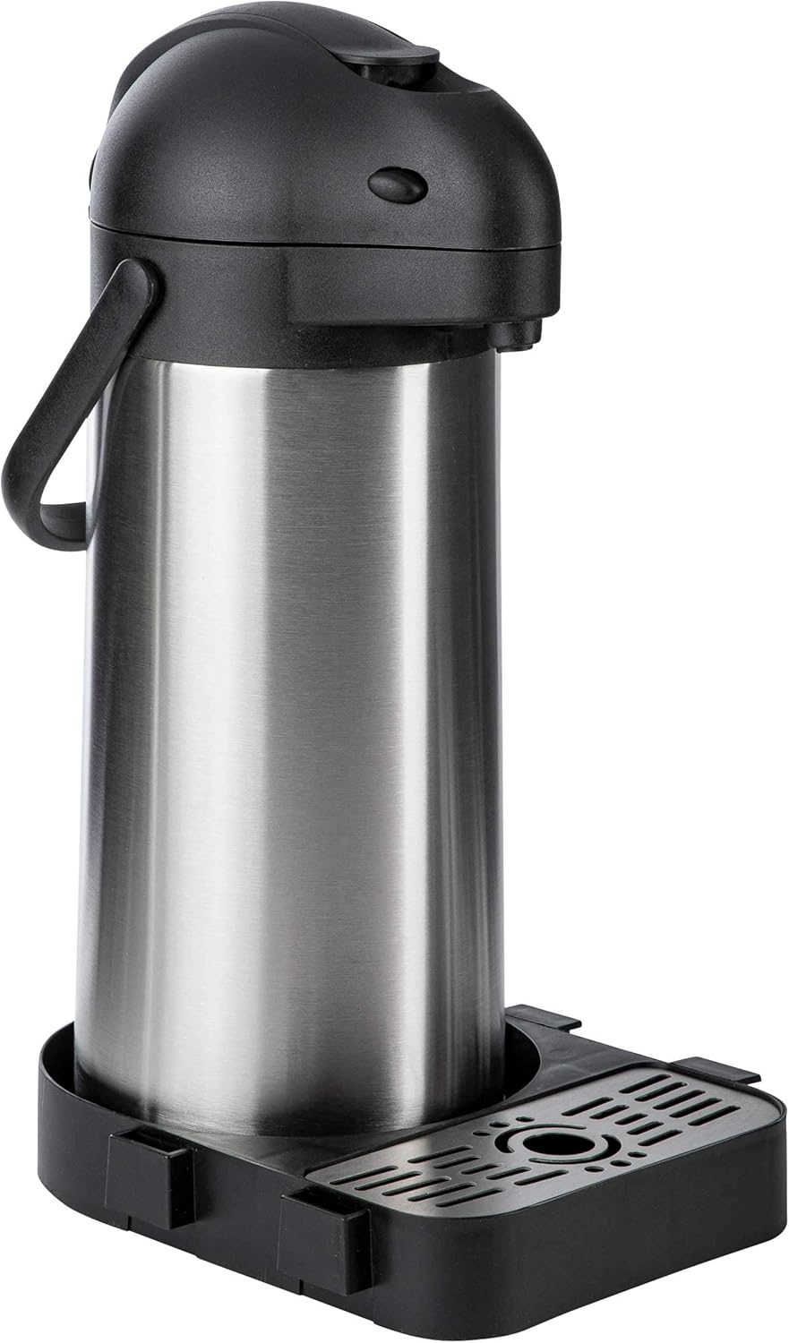 ONVAYA® Airpot Pumpkanne | Isolierkanne | Thermoskanne | Getränkespender | Edelstahl mattiert | Kaffeekanne | Doppelwandig (3 Liter + Tropfschale)