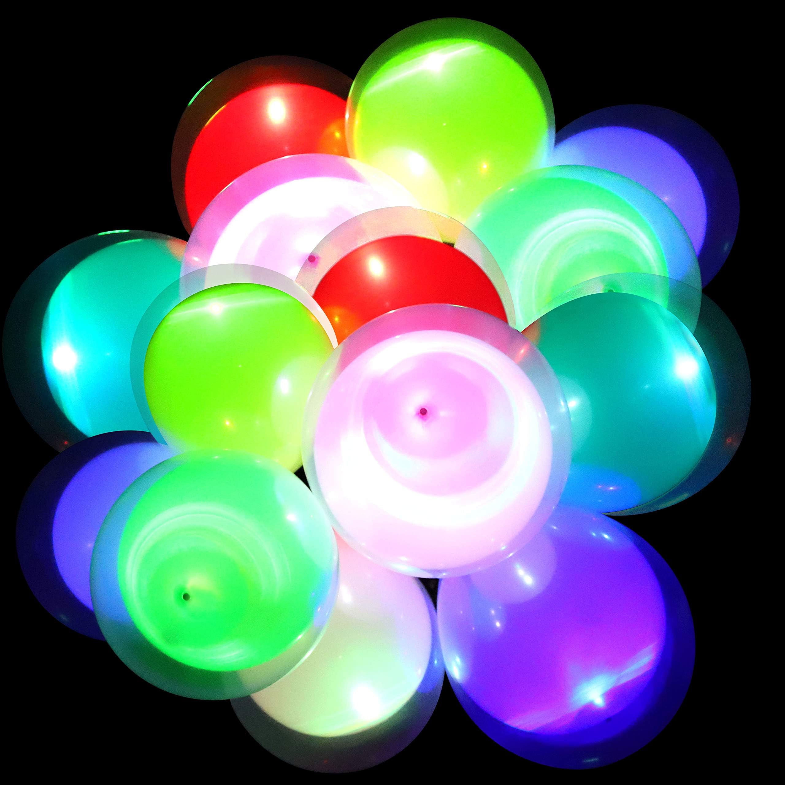Neo LOONS Colorful LED Light up Balloons Flashing Double Layer Balloons Party Lights for Birthday Wedding Party Festival Decorations with Air Pump, Balloon Knotter, Assorted Balloons-30 Pack