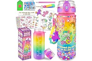 EDSPORTSHOUSE Decorate Your Own Water Bottle Kits for Girls Age 4-6-8-10,Unicorn Painting Crafts,Fun Arts and Crafts Gifts Toys for Girls Birthday Christmas(Unicorn)