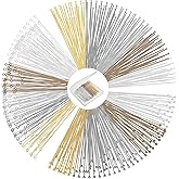 Unittype 600 Pcs Eye Pins for Jewelry Making 50 mm DIY Ball Flat Head Pins with Plastic Box for Craft Earring Bracelet Necklace Pendant(2 Inch,Assorted Color)