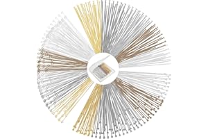 Unittype 600 Pcs Eye Pins for Jewelry Making 50 mm DIY Ball Flat Head Pins with Plastic Box for Craft Earring Bracelet Necklace Pendant(2 Inch,Assorted Color)