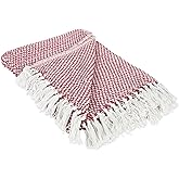 DII 100% Cotton Basket Weave Throw for Indoor/Outdoor Use Camping Bbq's Beaches Everyday Blanket, 50 x 60, Woven Stripe
