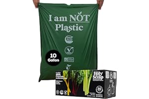 HOLY SCRAP! Large Compostable Drawstring Trash Bags - 8-10 Gallon, 30 Pack | Plastic-Free Kitchen & Bathroom Garbage Bags with Drawstring Handles | Thick Bin Bag Liners for Green & Food Waste