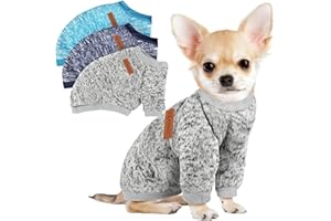 BAOBICUTE 3 Pack Dog Sweaters for Small Dogs Girl Boy Winter Fleece Clothes Warm Soft Dog Sweatshirt Outfit for Dogs Cats Pet Apparel (Navy Blue+Grey+Light Blue, Small)