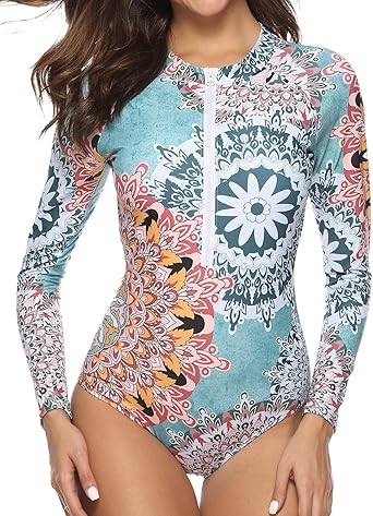 Caracilia Womens Zip Front Printed Short Sleeve One Piece Swimsuit Swimwear At Amazon Women S Clothing Store
