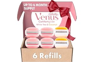 Gillette Venus ComfortGlide White Tea 4 count, with Gillette Venus ComfortGlide plus Olay 2 count, Women's Razor Blade Refills, Holiday Gifts for Women