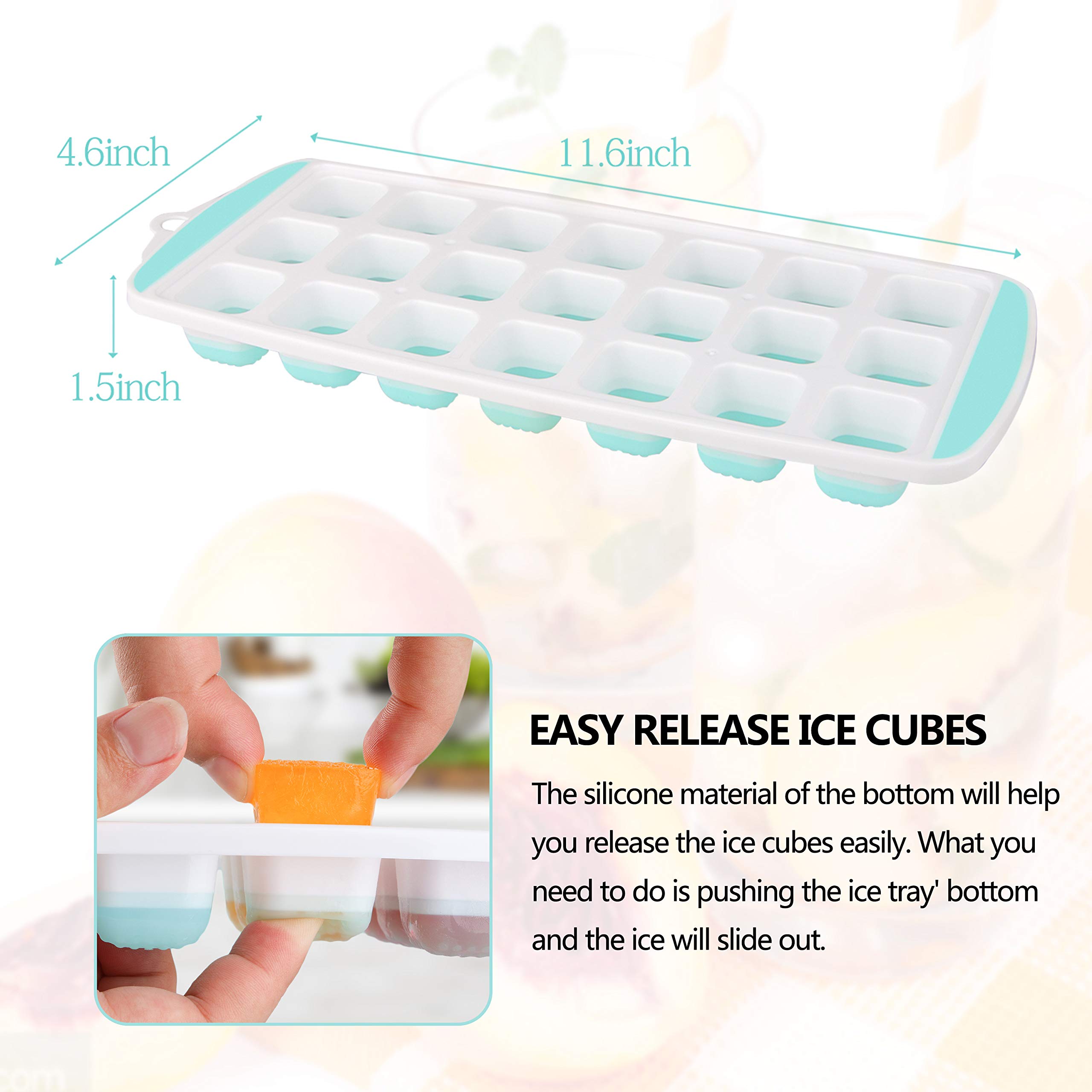 Ice Cube Trays - Silicone Ice Cube Tray Large for Cocktail Whiskey Big Ice Ball Maker Ice Mold, 4 Pack