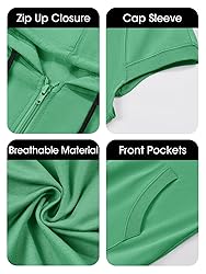 Fisoew Women's Sleeveless Zip Up Cotton Hoodies