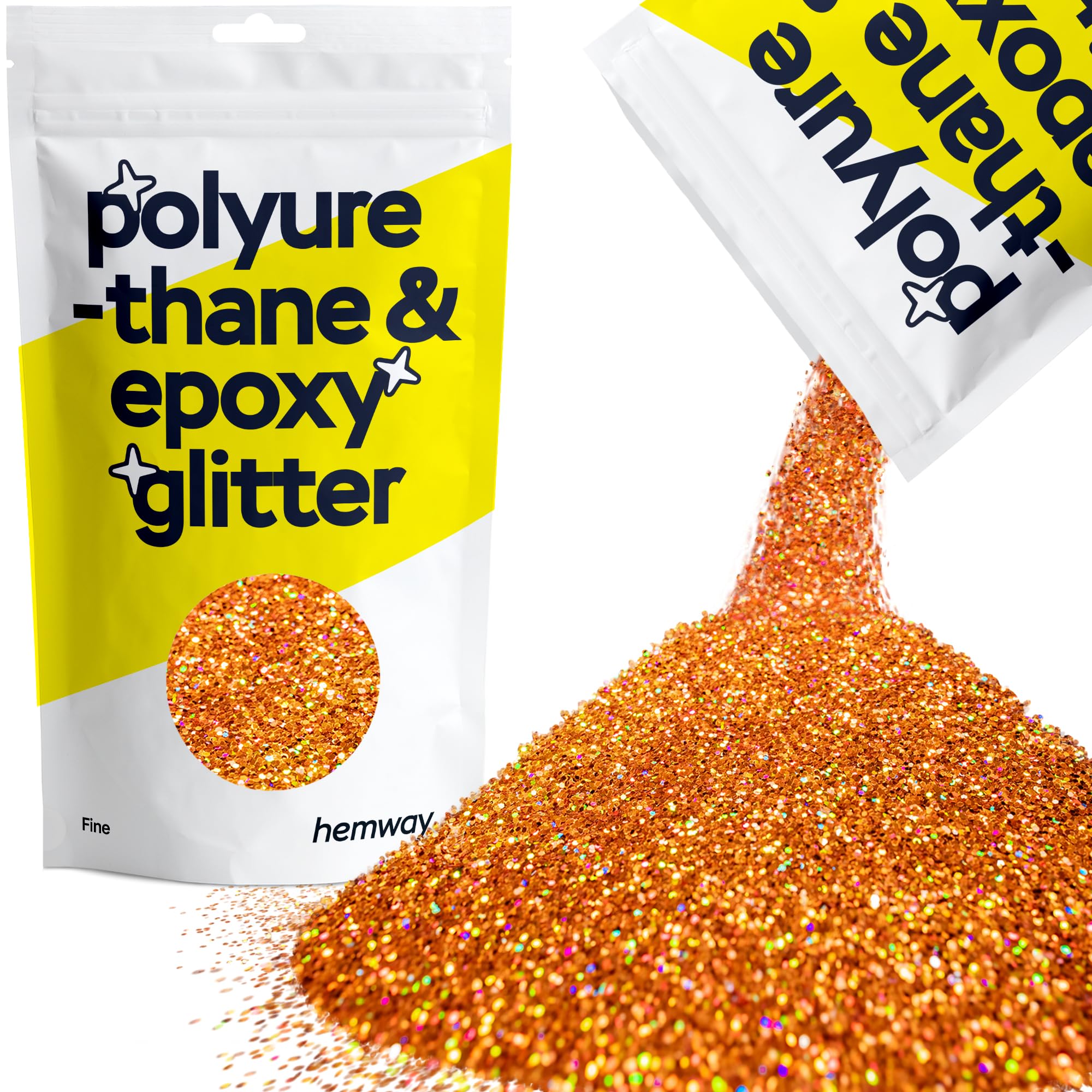 Hemway Resin Glitter Copper Holographic 100g Fine | Polyurethane & Epoxy Glitter for Resin Crafts, Tumblers, Coasters, Floor & Table Art